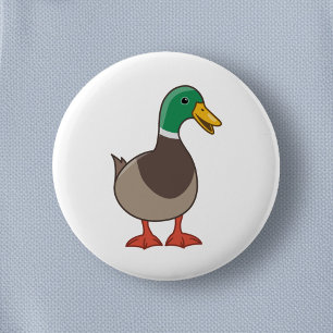 Süße Cartoon-Stockente Button