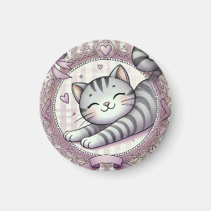 Süße Cartoon-Tabby-Katze-Illustration Magnet