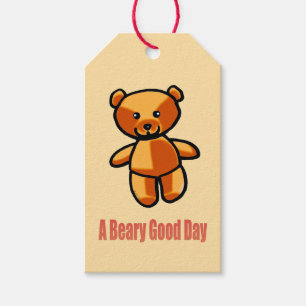 Süße Cartoon-Teddybär-Wortspiel-Illustration Geschenkanhänger
