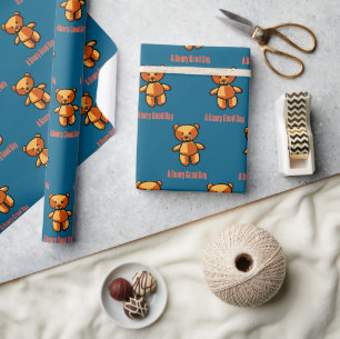 Süße Cartoon-Teddybär-Wortspiel-Illustration Geschenkpapier