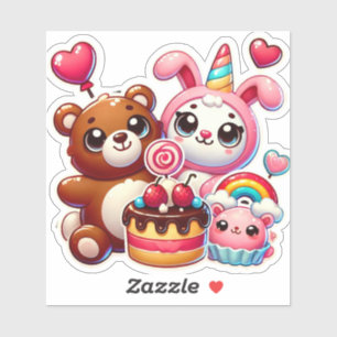 Süße Cartoon-Tier-Herz-Puffy-Patches Aufkleber