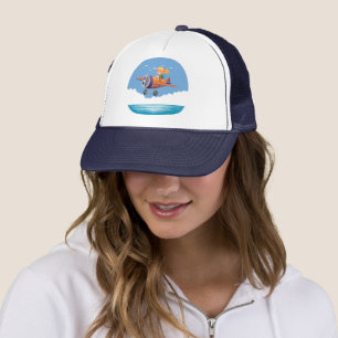 Süße Cartoon-Tier-Pilot-Flugzeug-Navy-Trucker Truckerkappe