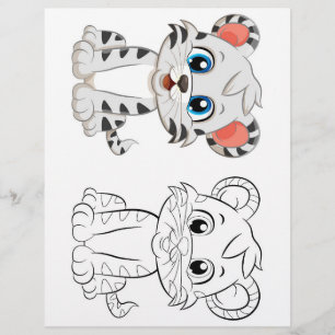 Süße Cartoon-Tiger-Malvorlage Flyer