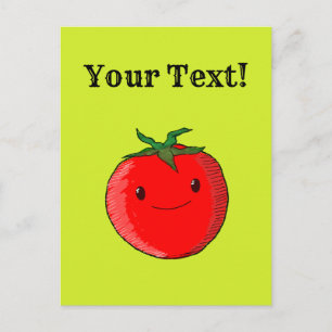 Süße Cartoon-Tomate bearbeitbarer Text Postkarte