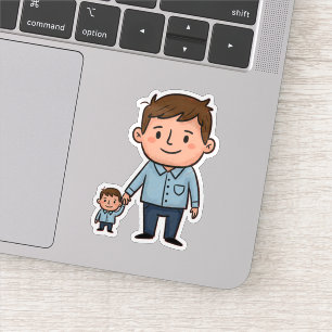 Süße Cartoon-Vater-und-Sohn-Happy-Father's-Day Aufkleber