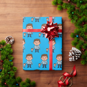 Süße Cartoon-Vater-und-Sohn-Happy-Father's-Day Geschenkpapier