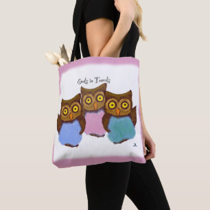 Süße Cartoon-Vögel mit Eulen in Handtüchern Lustig Tasche