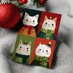 Süße Cartoon-Weihnachtskatzen Whimsical Miau-Weihn Postkarte
