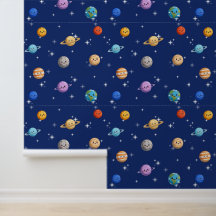 Süße Cartoon-Weltraum-Planeten-Kinder-Wallpaper