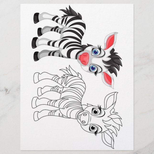 Süße Cartoon-Zebra-Malvorlage Flyer (Vorne)