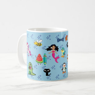 Süße Cartoonfiguren Muster für Kinder Kaffeetasse