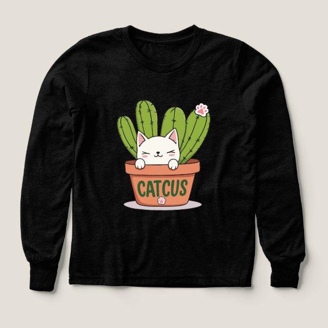 Süße Catcus Kawaii Kaktus Katzen Illustration (Design Vorderseite)