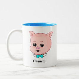 Süße Chanchi-Schwein-Cartoon-Zweifarben-Kaffeetass Zweifarbige Tasse