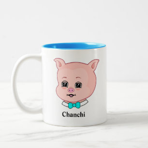 Süße Chanchi-Schwein-Cartoon-Zweifarben-Kaffeetass Zweifarbige Tasse