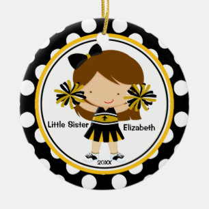 Süße Cheerleader-Schwester-Weihnachtsdekoration Keramik Ornament