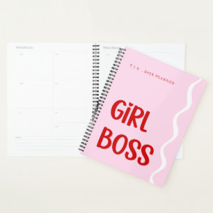 Süße Chefin Pink und Red Monogramm Jahr Planer