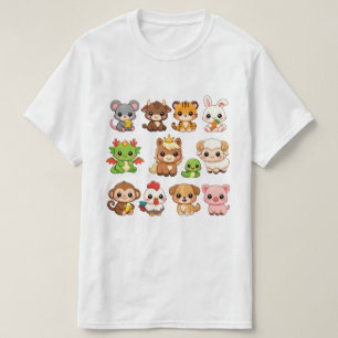 Süße Chibi 12 chinesische Tierkreiszeichen T-Shirt