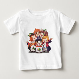 Süße Chibi-Anime-Mädchen Sushi-Gruppen-Kunst Baby T-shirt