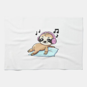 Süße Chibi-Faultier hört Musik � Cute Relax Geschirrtuch