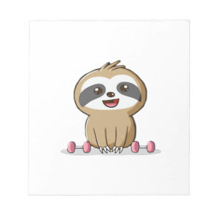 Süße Chibi-Faultier-Workout � Lustiges Kawaii-Gym- Notizblock