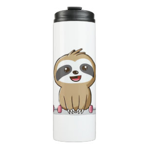 Süße Chibi-Faultier-Workout � Lustiges Kawaii-Gym- Thermosbecher