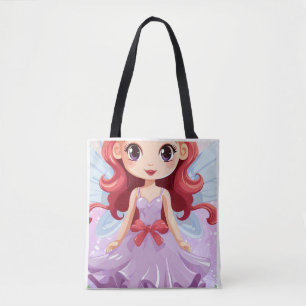 Süße Chibi-Fee Engel Lila Kleid Schulter Tote Tasche