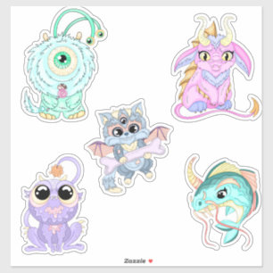 Süße Chibi-Halloween-Monster - handgezeichnet Aufkleber