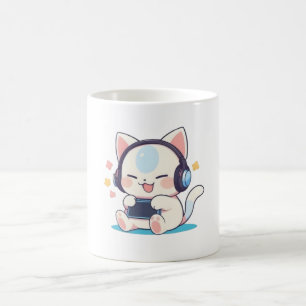 Süße Chibi-Katzen-Gaming-Headsets Tragbare Konsole Kaffeetasse