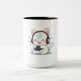 Süße Chibi-Katzen-Gaming-Headsets Tragbare Konsole Zweifarbige Tasse