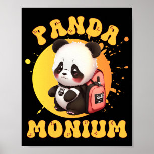 Süße Chibi Kawaii Panda Name Schuljahr Auf Der Rüc Poster