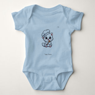 Süße Chibi-Kleine-Köchin-Katze Personalisiert Baby Strampler