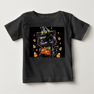 Süße Chibi Kristall schwarze Katze Hexe Halloween  Baby T-shirt