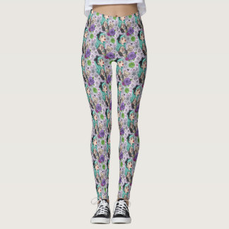 Süße Chibi-Mädchen & Blumenmuster-Leggings Leggings