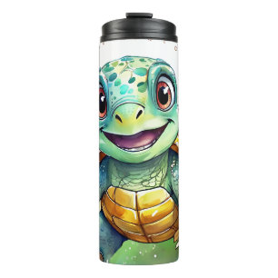 Süße Chibi-Meereschildkröte unter dem Meer  Thermosbecher