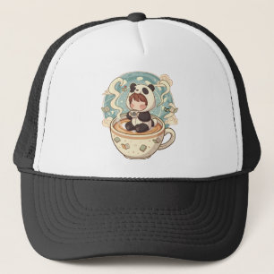 Süße Chibi-Panda bestickte Mütze im Stil