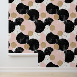 Süße Chic Punkte Pink/Schwarz/Gold Tapete