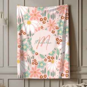 Süße Chic Rosa Gänseblümchen Wildblume Mädchen Fleecedecke