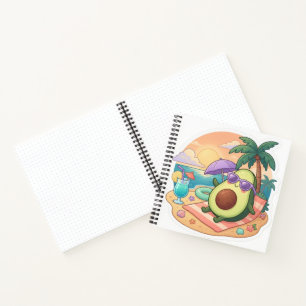Süße chillige Avocado am Strand Sommerurlaub Aufkl Notizbuch