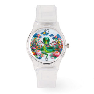 Süße chinesische Neujahrsschlange Origami WGW4 Armbanduhr