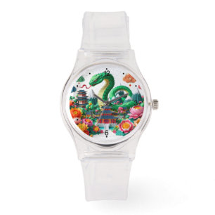 Süße chinesische Neujahrsschlange Origami WGW6 Armbanduhr