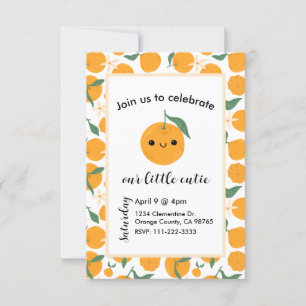 Süsse Clementine Mandarin Mandarine Orange Blue Einladung
