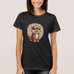 Süße Coole Kätzchen Sonnenbrille Lustiger Glücklic T-Shirt