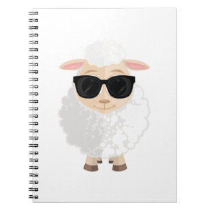 Süße coole Schafe mit Sonnenbrille Cartoon-Farm Notizblock