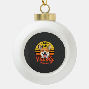 Süße Corgi-Familienmitglied-Hundefreund Keramik Kugel-Ornament