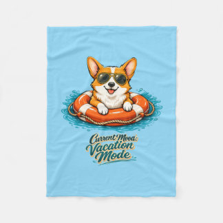 Süße Corgi-Ferien-Modus-Illustration - Sommer Bea Fleecedecke