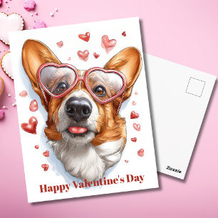 Süße Corgi-Herzen Valentinstag-Postkarte  Postkarte