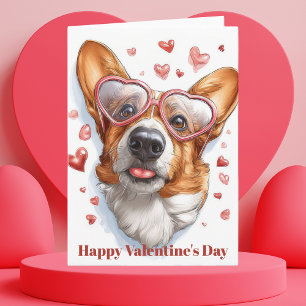 Süße Corgi-Herzen Valentinstagskarte Karte