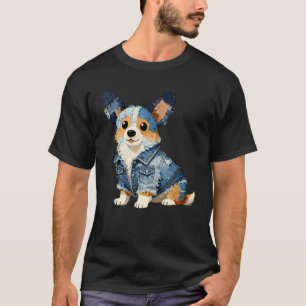 Süße Corgi-Hund-Denim-Patches Tier Vintage T-Shirt