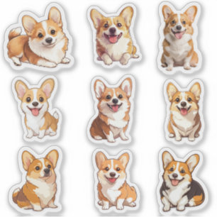 Süße Corgi-Hunde-Sticker-Packung Aufkleber
