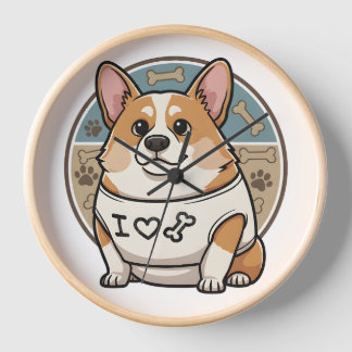 Süße Corgi-Hundeuhr mit Knochenmuster Uhr